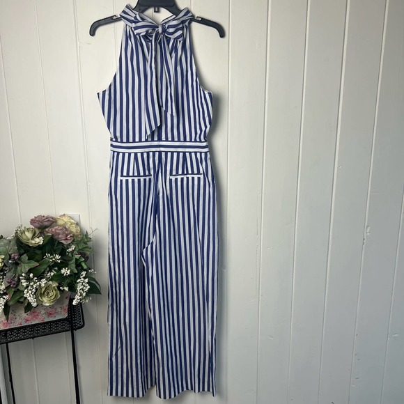 J. Crew Striped Halter Wide Leg Jumpsuit size 4 - Picture 14 of 16